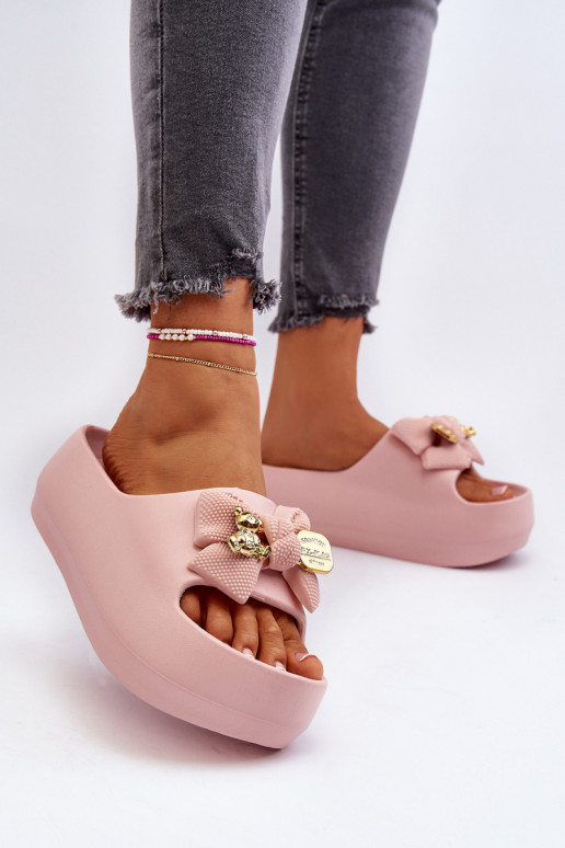 Ciabatte leggere Ciabatte da donna con nastri in rosa Salessa