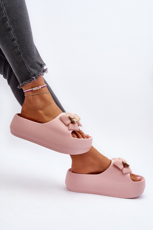 Ciabatte leggere Ciabatte da donna con nastri in rosa Salessa