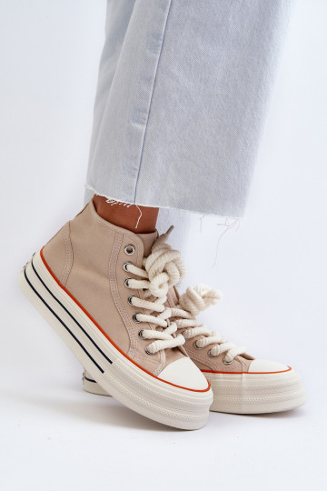 Scarpe casual con plateau beige Aineri