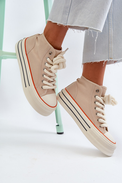Scarpe casual con plateau beige Aineri