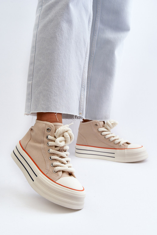 Scarpe casual con plateau beige Aineri