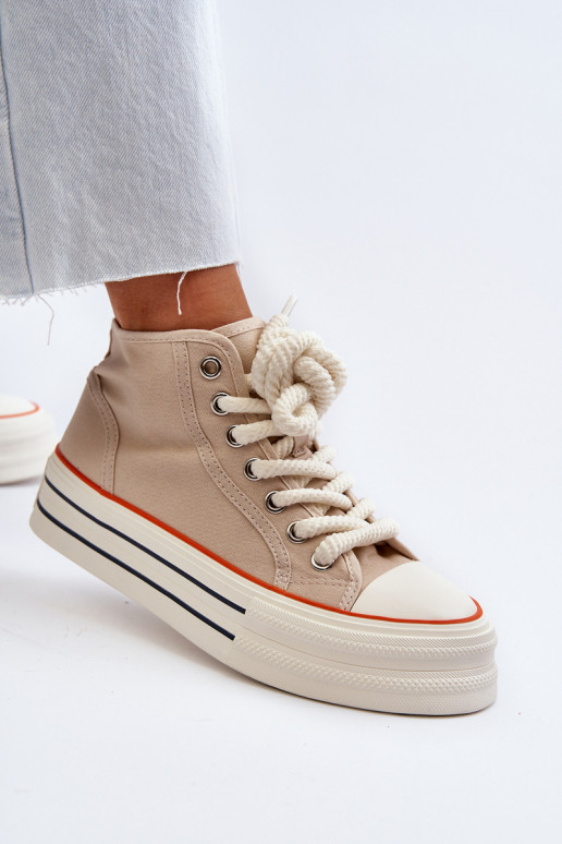 Scarpe casual con plateau beige Aineri