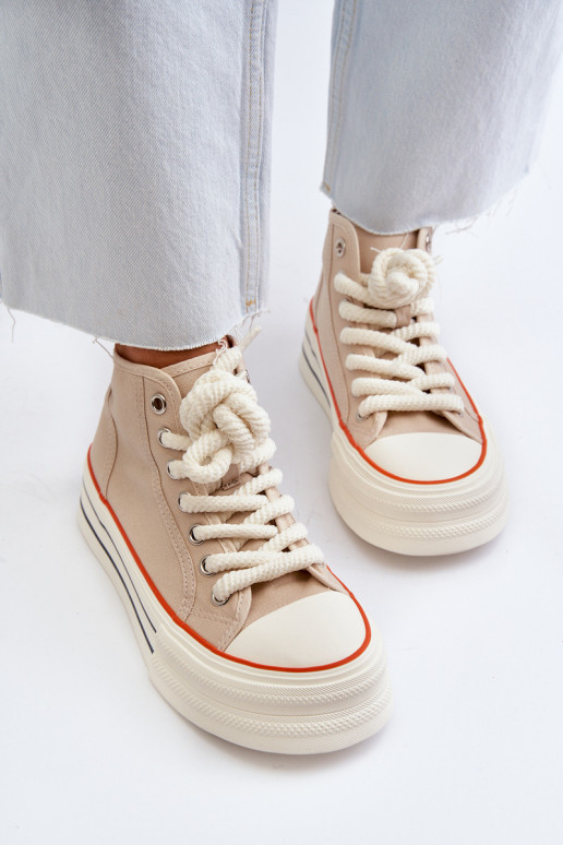 Scarpe casual con plateau beige Aineri