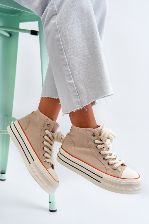 Scarpe casual con plateau beige Aineri