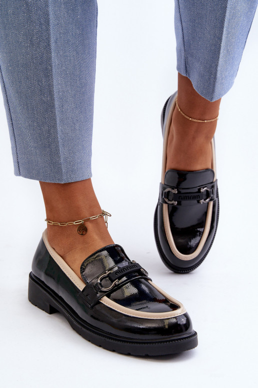 Scarpe da donna in vernice Mocassini S.Barski HY336A colore nero