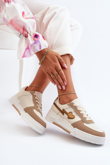 Scarpe modello sneakers con plateau Zeparine beige 2