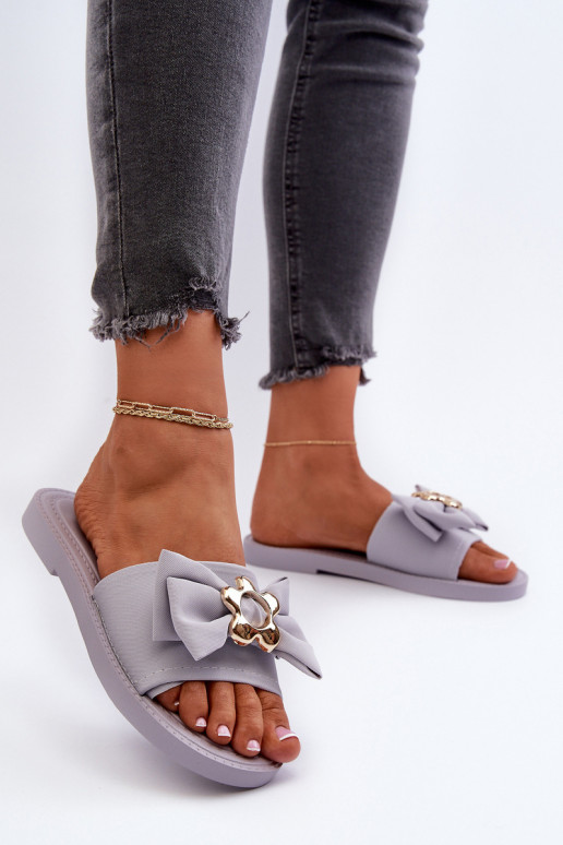 Pantofole da donna con nastri Lawendowe Arsicada Pantofole da donna con nastri Lawendowe Arsicada