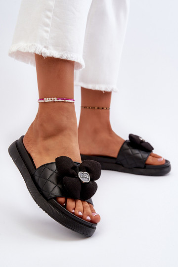 Ciabatte da donna con ornamenti Platformie colore nero Cedrella