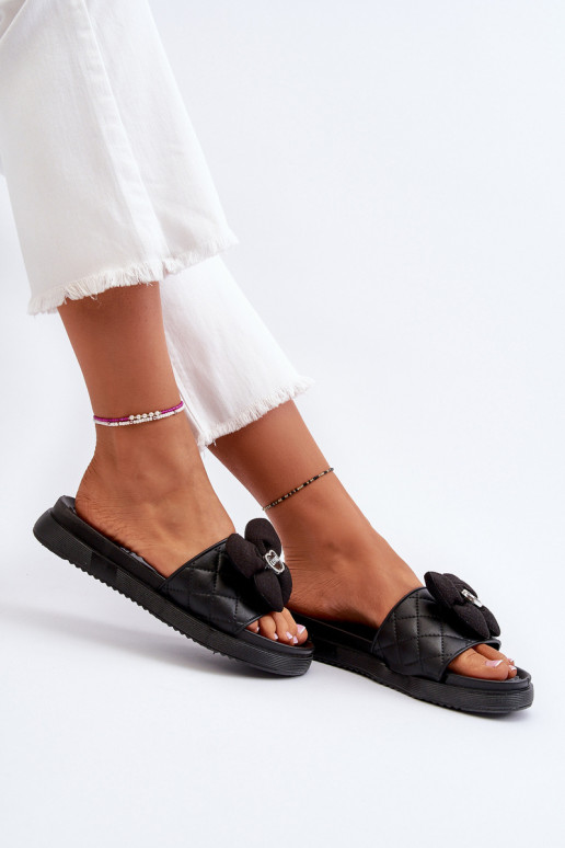 Ciabatte da donna con ornamenti Platformie colore nero Cedrella