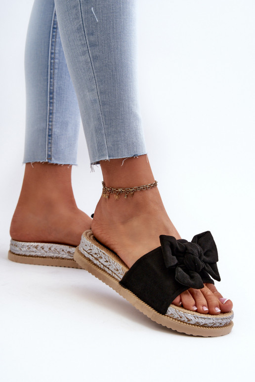 Pantofole Aflia con plateau e nastri in nero Pantofole Aflia con plateau e nastri in nero