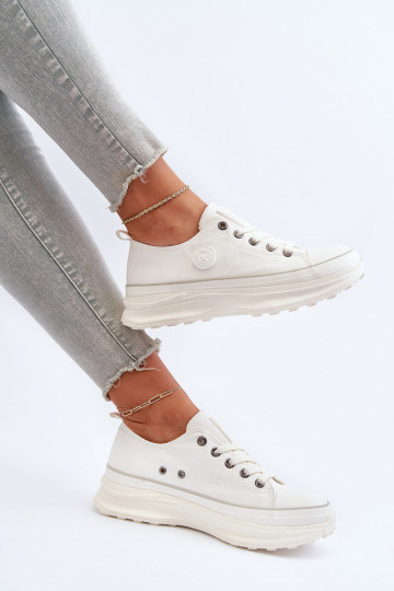 Scarpe da donna con suola massiccia alla moda Big Star NN274126 colore bianco 2