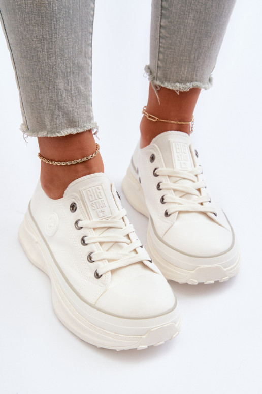 Scarpe da donna con suola massiccia alla moda Big Star NN274126 colore bianco