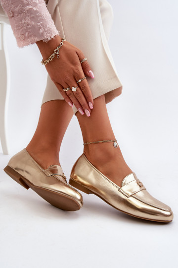 mocassini da donna con tacco largo in Sylvaine oro 2