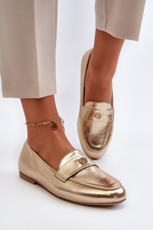 mocassini da donna con tacco largo in Sylvaine oro