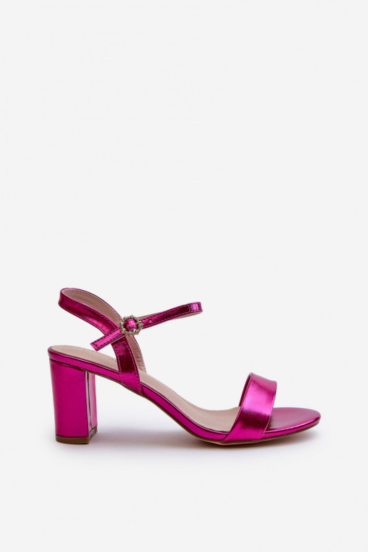 Sandali dal design metallico con tacco nel colore rosa Glindra