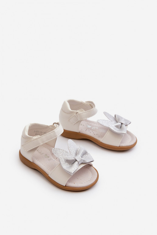 Sandali da bambino con nastri con chiusure adesive in Wistala bianco