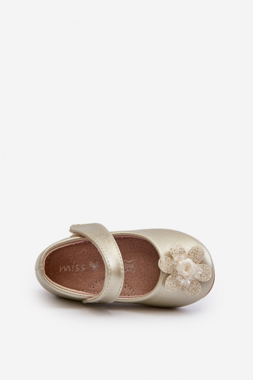 ballerine per bambini con chiusure adesive con ornamenti in colore oro Serinde ballerine per bambini con chiusure adesive con ornamenti in colore oro Serinde