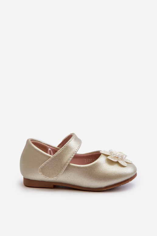 ballerine per bambini con chiusure adesive con ornamenti in colore oro Serinde ballerine per bambini con chiusure adesive con ornamenti in colore oro Serinde