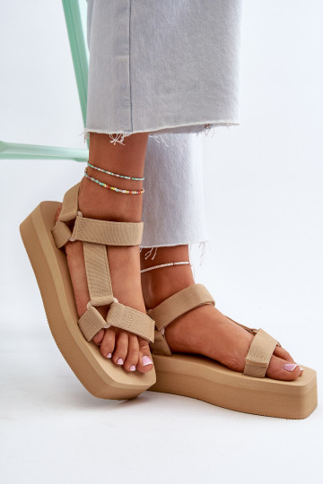 Sandali da donna con plateau colore beige Edireda 2