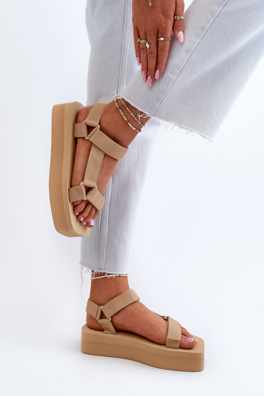 Sandali da donna con plateau colore beige Edireda