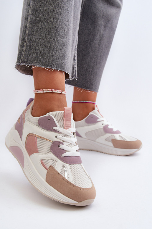 Scarpe modello sneakers con plateau colore Viola Lenivia