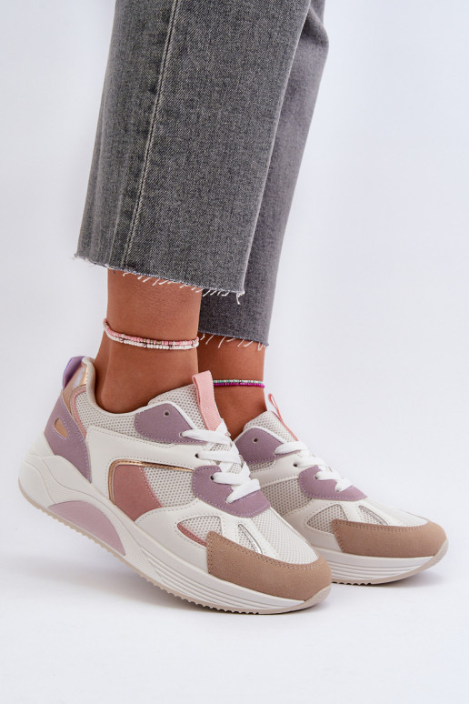 Scarpe modello sneakers con plateau colore Viola Lenivia