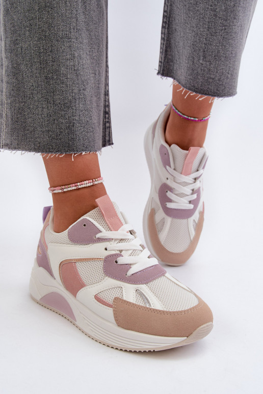 Scarpe modello sneakers con plateau colore Viola Lenivia