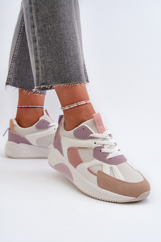 Scarpe modello sneakers con plateau colore Viola Lenivia