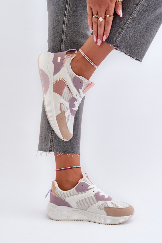 Scarpe modello sneakers con plateau colore Viola Lenivia