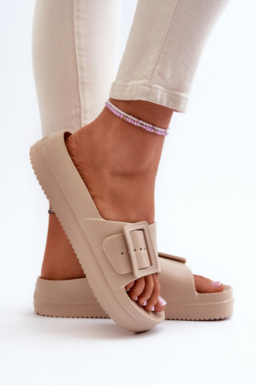 Big Star NN274A666 sandali leggeri con plateau e fibbie beige 2