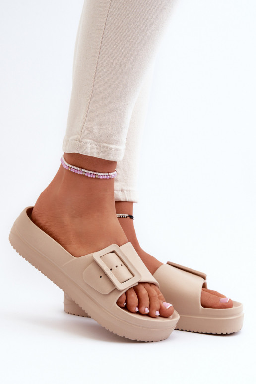 Big Star NN274A666 sandali leggeri con plateau e fibbie beige