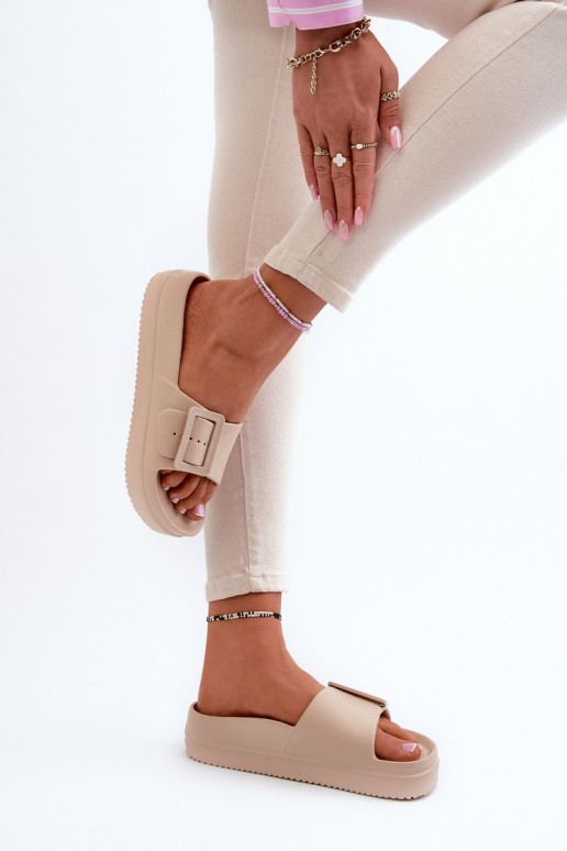 Big Star NN274A666 sandali leggeri con plateau e fibbie beige