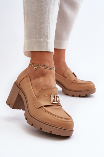 stivali con tacco largo con ornamenti in colore marrone Ranunca