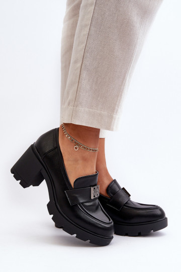 scarpe con tacco largo con ornamenti in colore nero Ranunca