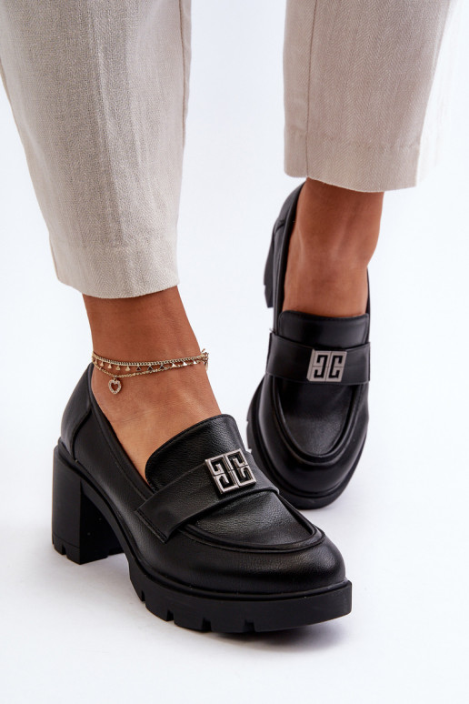 scarpe con tacco largo con ornamenti in colore nero Ranunca scarpe con tacco largo con ornamenti in colore nero Ranunca