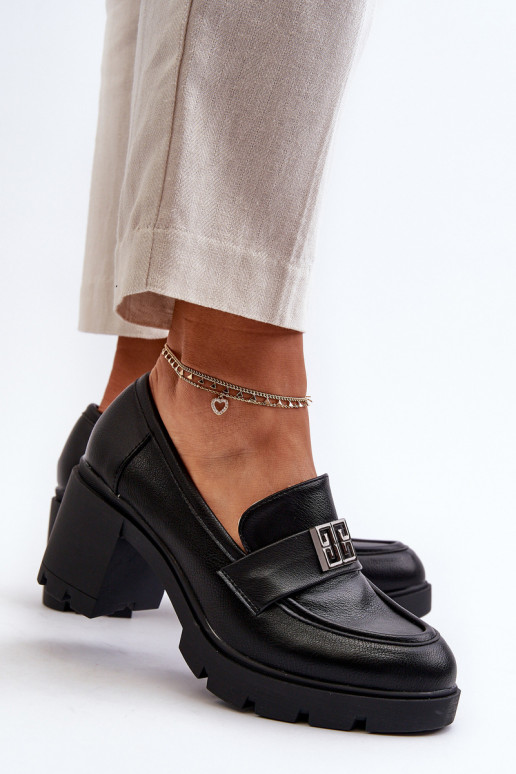 scarpe con tacco largo con ornamenti in colore nero Ranunca scarpe con tacco largo con ornamenti in colore nero Ranunca