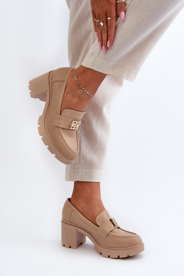 scarpe a tacco largo con ornamenti beige Ranunca 2