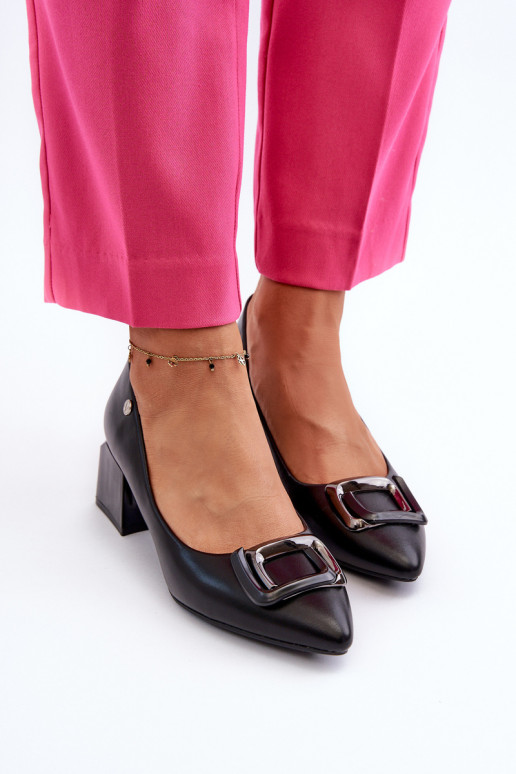 Scarpe con tacco Klocku con ornamenti Eko colore nero Sarala Scarpe con tacco Klocku con ornamenti Eko colore nero Sarala