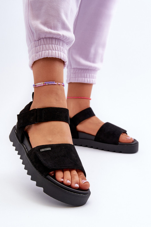 Sandali in camoscio con plateau Big Star NN274700 nero