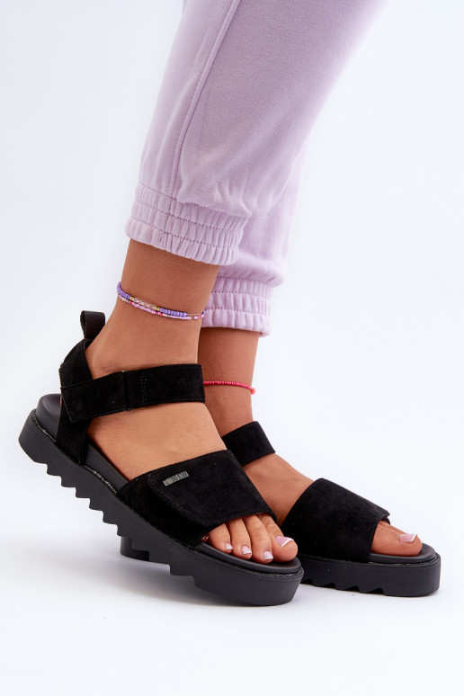 Sandali in camoscio con plateau Big Star NN274700 nero