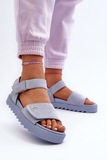 Sandali in camoscio con plateau Big Star NN274706 blu