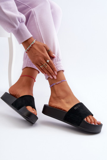 Ciabatte con plateau realizzate in pelle scamosciata Big Star NN274A670 colore nero 2