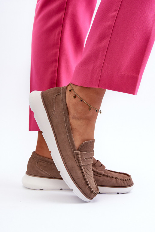 Mocassini in camoscio con plateau Sergio Leone SP012 marrone