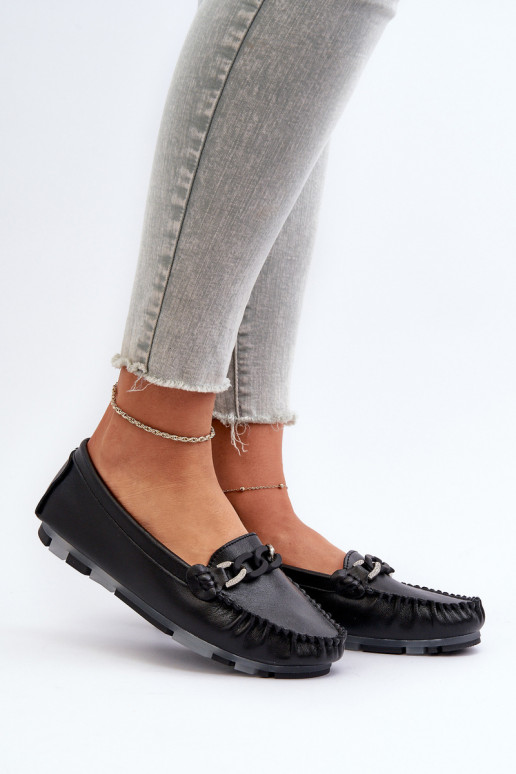 mocassini da donna con ornamenti in colore nero S.Barski LR339