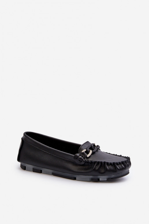mocassini da donna con ornamenti in colore nero S.Barski LR339