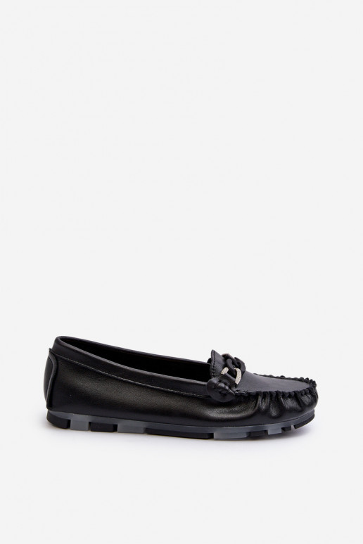 mocassini da donna con ornamenti in colore nero S.Barski LR339