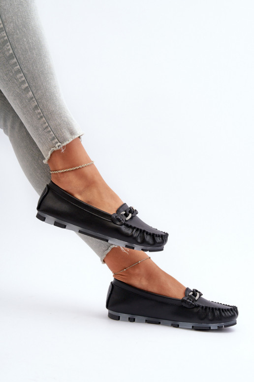 mocassini da donna con ornamenti in colore nero S.Barski LR339