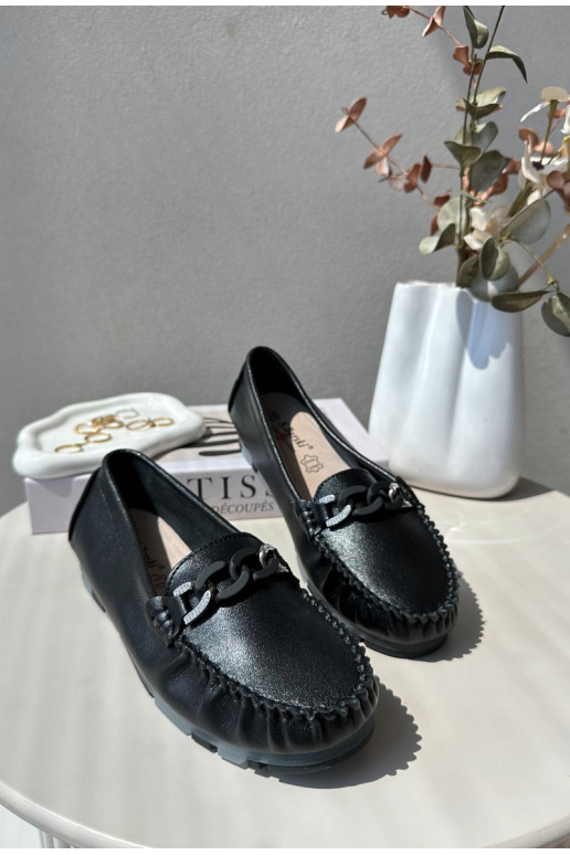 mocassini da donna con ornamenti in colore nero S.Barski LR339