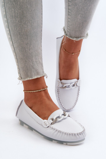 mocassini da donna con ornamenti colore bianco S.Barski LR339
