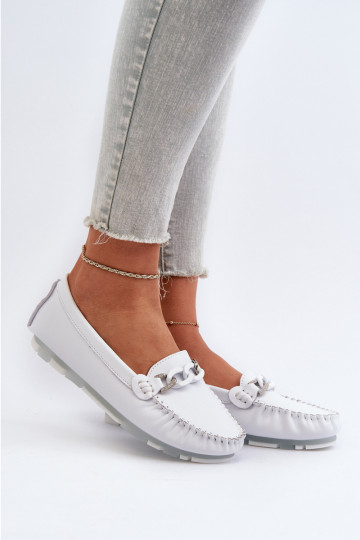 mocassini da donna con ornamenti colore bianco S.Barski LR339 2